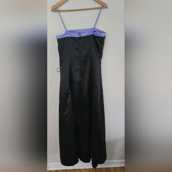 Prom Dress Maxi Gown Purple Black Bead Y2K Floral Delvt Sz 13 Fairy FLAWS - Picture 2 of 13